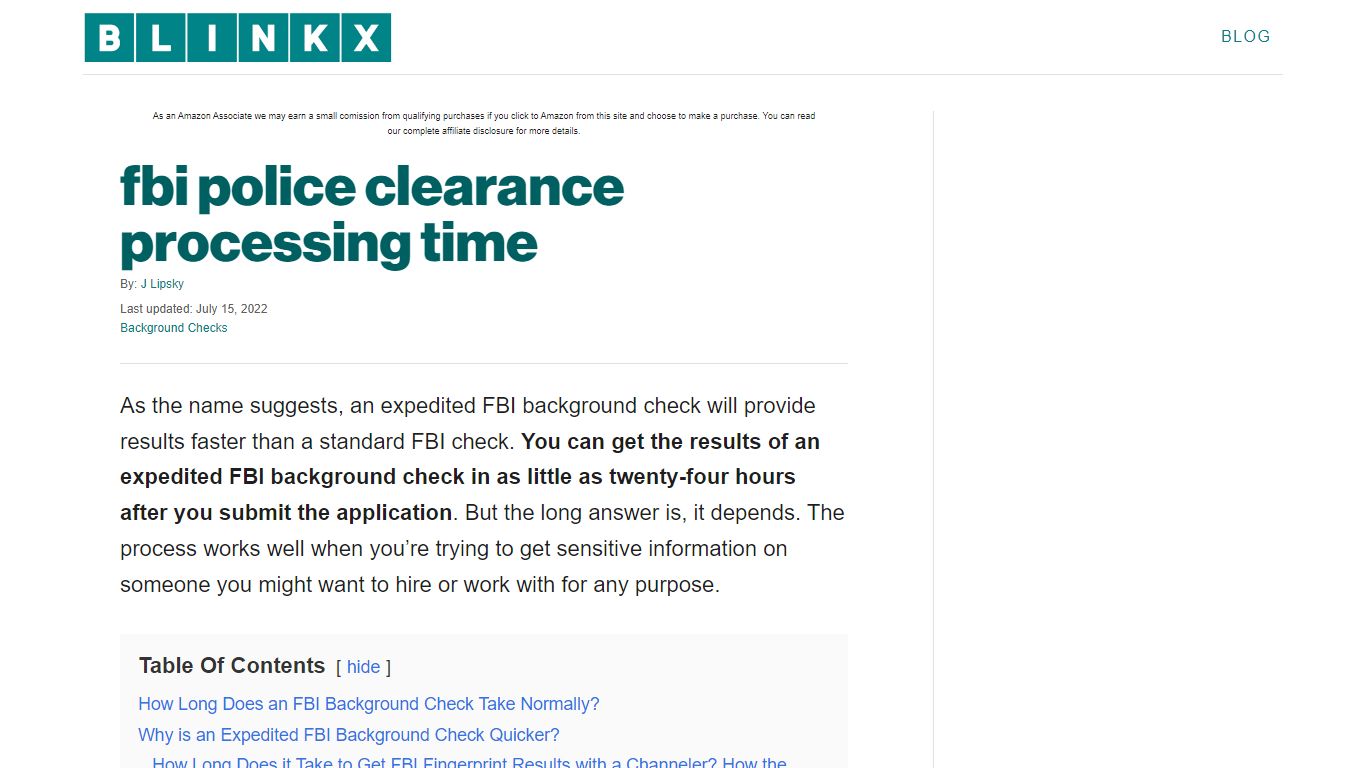 fbi police clearance processing time - Blinkx