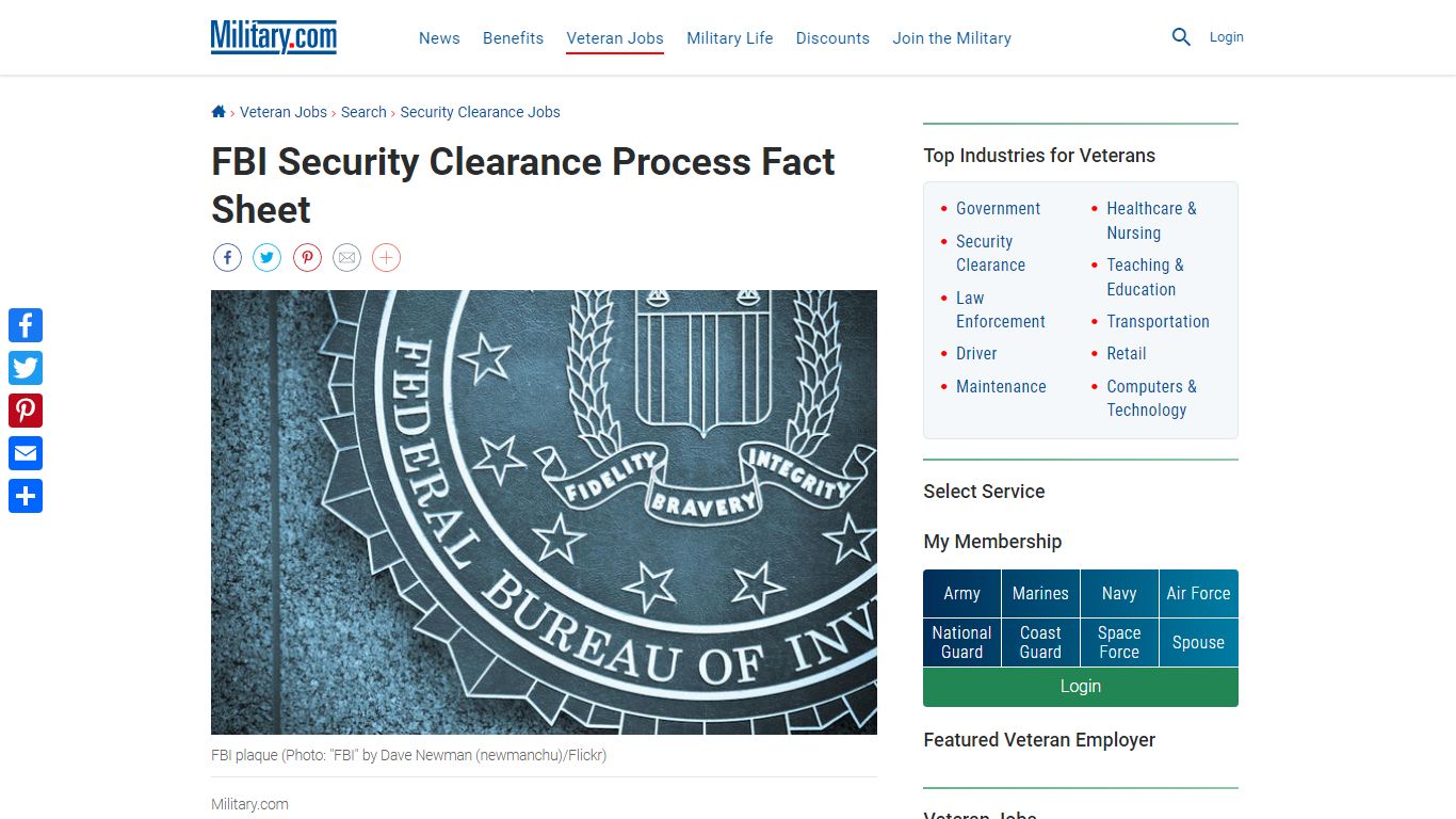FBI Security Clearance Process Fact Sheet | Military.com