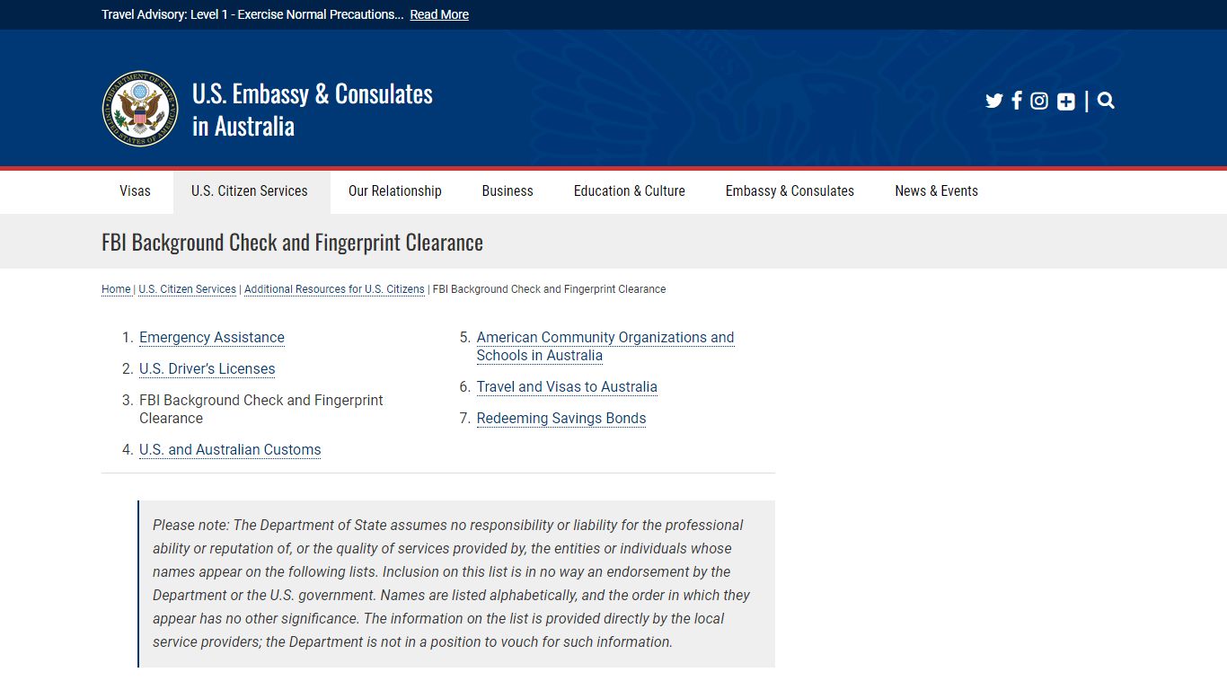 FBI Background Check and Fingerprint Clearance